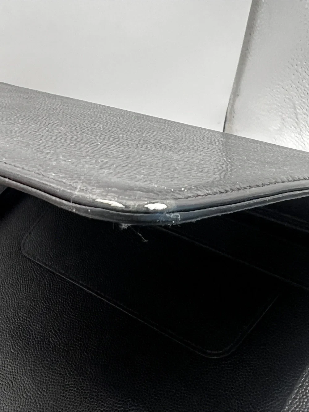 **Rare** CHANEL Black Caviar Leather iPad Tablet Case Holder w/ Folding Stand CC